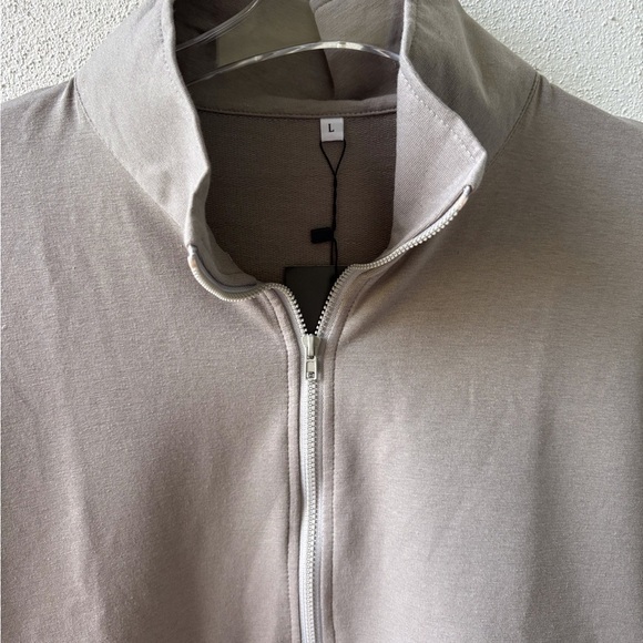 FKEEP Quarter Zip Long Sleeve Boxy Pullover Gray Size L Drawstring at Bottom NWT - Picture 3 of 14